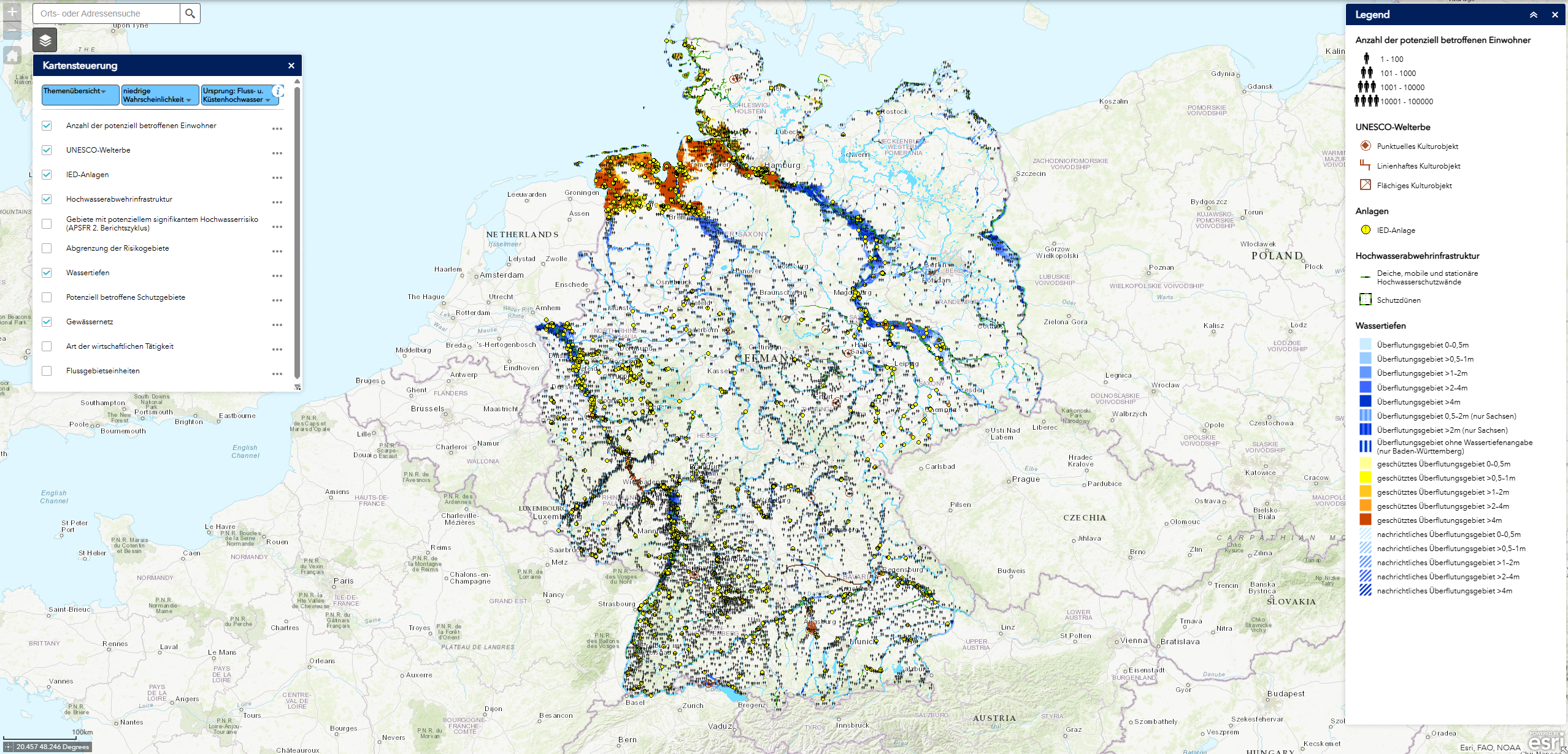 Hochwassergefahren- und Hochwasserrisikokarten in Deutschland