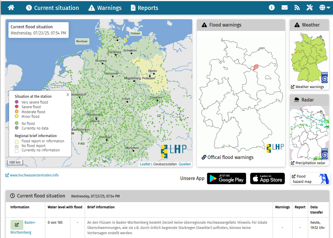Länderübergreifendes Hochwasserportal