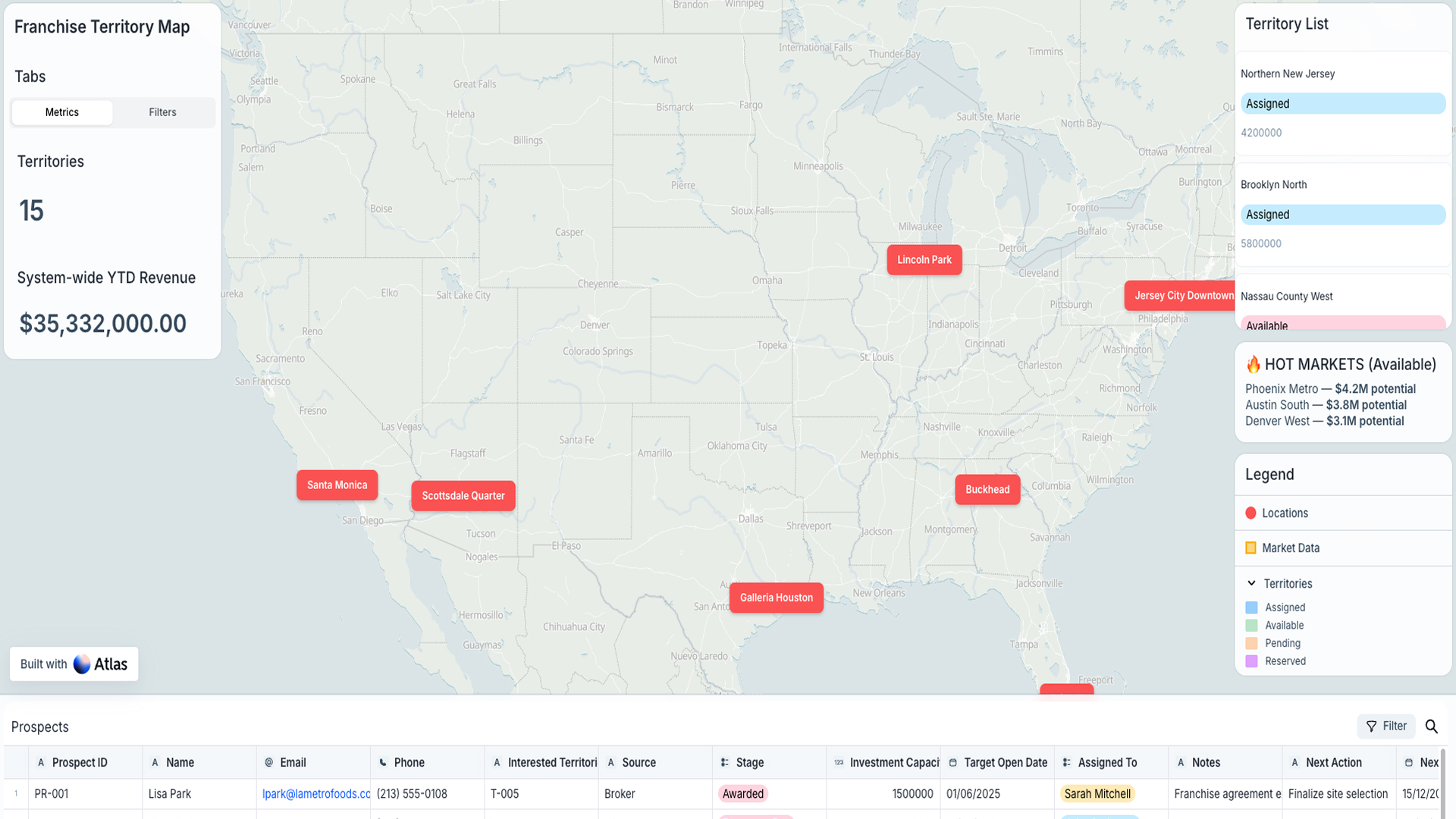 Franchise Territory Map