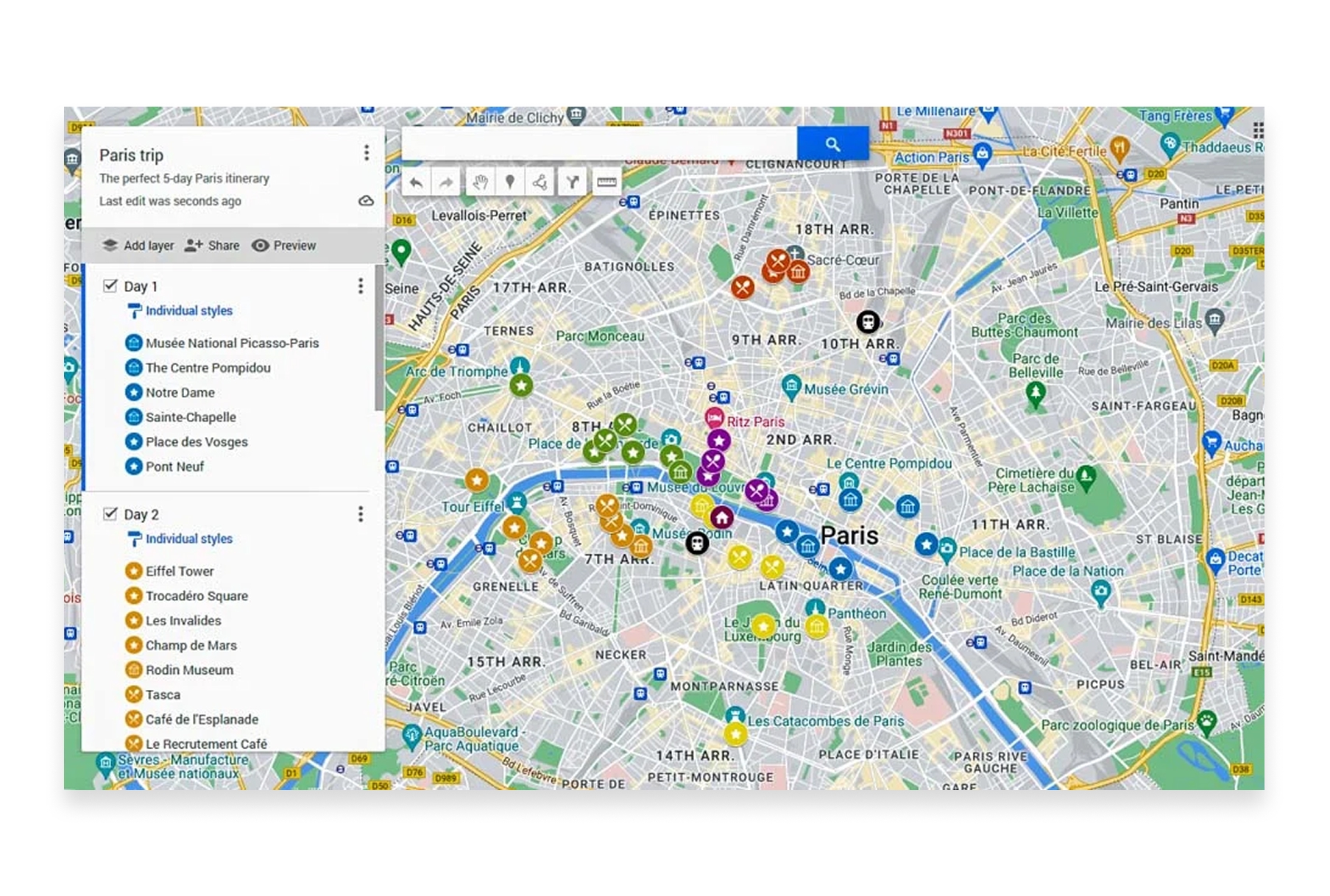 Google My Maps interface