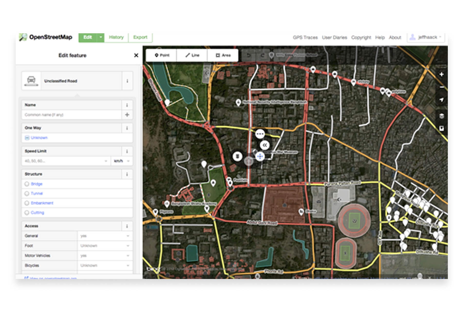 OpenStreetMap interface