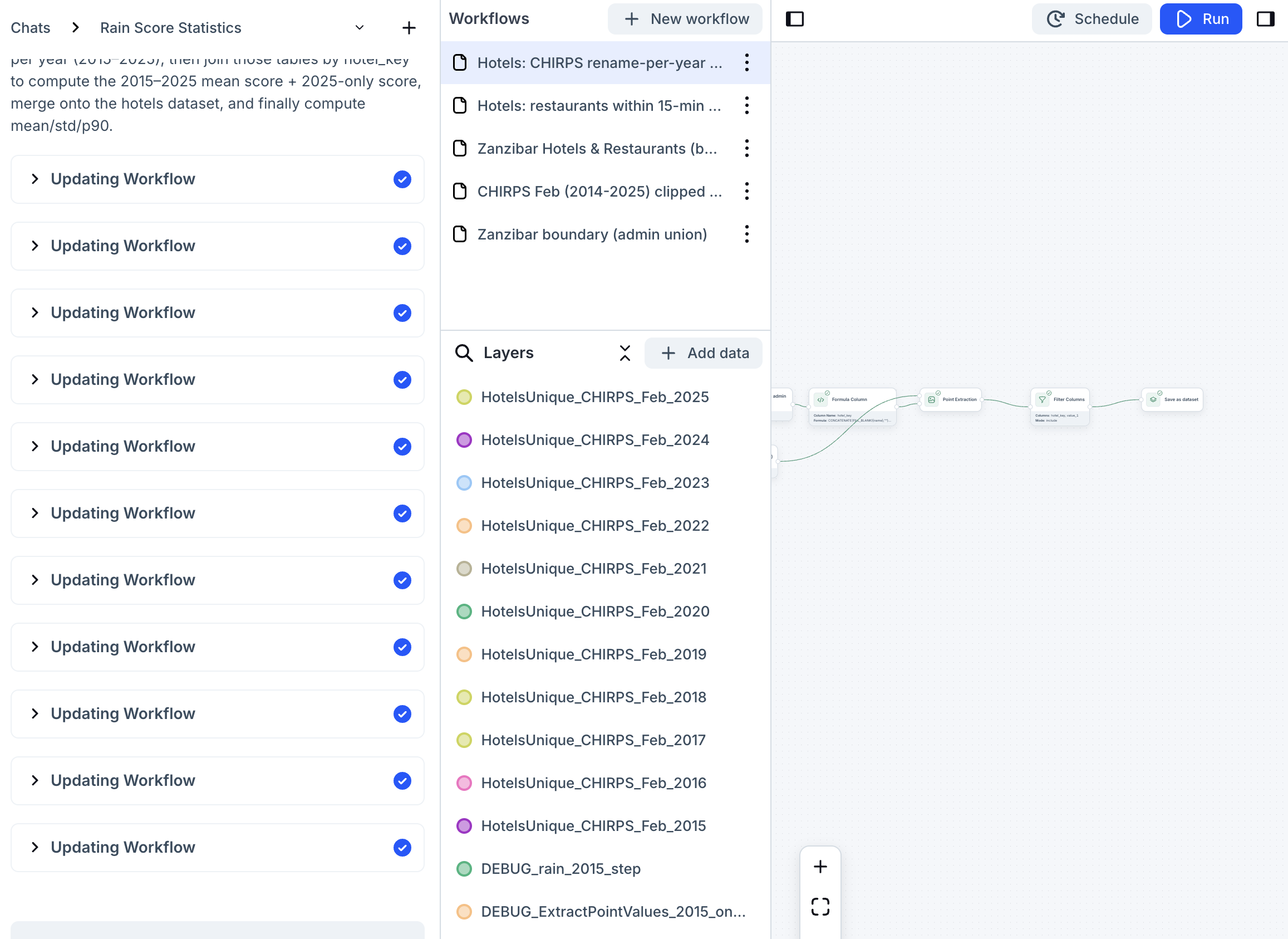 Rain score workflow running